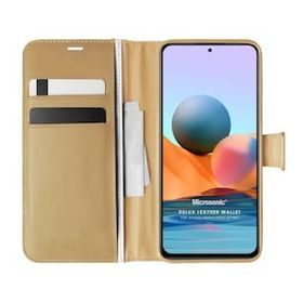 Microsonic Xiaomi Redmi Note 10 Pro Max Delux Leather Wallet Gold Cep Telefonu Kılıfı
