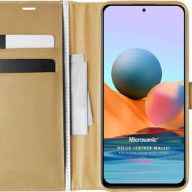 Microsonic Xiaomi Redmi Note 10 Pro Max Delux Leather Wallet Gold Cep Telefonu Kılıfı