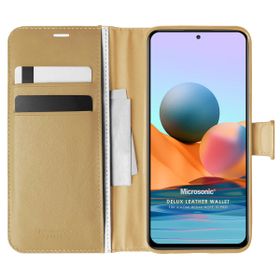 Microsonic Xiaomi Redmi Note 10 Pro Max Delux Leather Wallet Gold Cep Telefonu Kılıfı