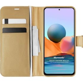 Microsonic Xiaomi Redmi Note 10 Pro Max Delux Leather Wallet Gold Cep Telefonu Kılıfı