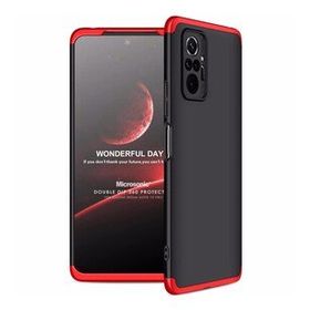 Microsonic Xiaomi Redmi Note 10 Pro Max Double Dip 360 Protective Siyah Kırmızı Kılıf
