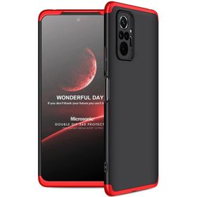Microsonic Xiaomi Redmi Note 10 Pro Max Double Dip 360 Protective Siyah Kırmızı Kılıf