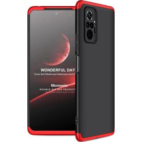 Microsonic Xiaomi Redmi Note 10 Pro Max Double Dip 360 Protective Siyah Kırmızı Kılıf