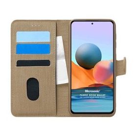 Microsonic Xiaomi Redmi Note 10 Pro Max Fabric Book Wallet Gold Cep Telefonu Kılıfı