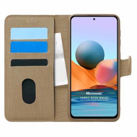 Microsonic Xiaomi Redmi Note 10 Pro Max Fabric Book Wallet Gold Cep Telefonu Kılıfı