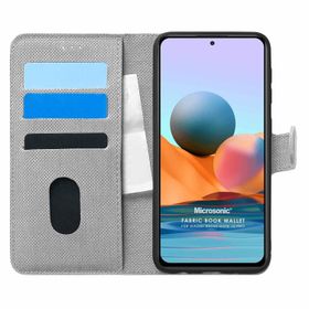 Microsonic Xiaomi Redmi Note 10 Pro Max Fabric Book Wallet Gri Cep Telefonu Kılıfı