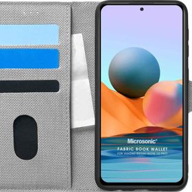 Microsonic Xiaomi Redmi Note 10 Pro Max Fabric Book Wallet Gri Cep Telefonu Kılıfı