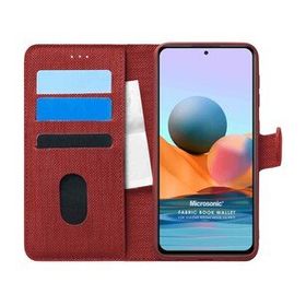 Microsonic Xiaomi Redmi Note 10 Pro Max Fabric Book Wallet Kırmızı Cep Telefonu Kılıfı