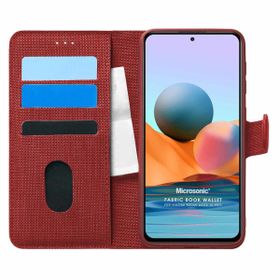 Microsonic Xiaomi Redmi Note 10 Pro Max Fabric Book Wallet Kırmızı Cep Telefonu Kılıfı