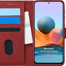 Microsonic Xiaomi Redmi Note 10 Pro Max Fabric Book Wallet Kırmızı Cep Telefonu Kılıfı