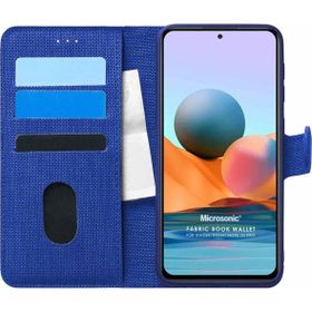Microsonic Xiaomi Redmi Note 10 Pro Max Fabric Book Wallet Lacivert Cep Telefonu Kılıfı