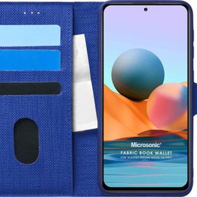 Microsonic Xiaomi Redmi Note 10 Pro Max Fabric Book Wallet Lacivert Cep Telefonu Kılıfı
