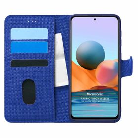 Microsonic Xiaomi Redmi Note 10 Pro Max Fabric Book Wallet Lacivert Cep Telefonu Kılıfı