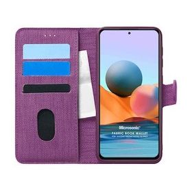 Microsonic Xiaomi Redmi Note 10 Pro Max Fabric Book Wallet Mor Cep Telefonu Kılıfı