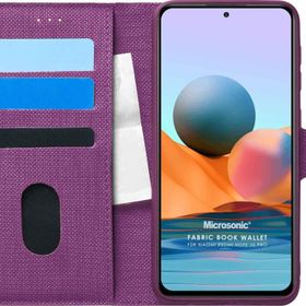 Microsonic Xiaomi Redmi Note 10 Pro Max Fabric Book Wallet Mor Cep Telefonu Kılıfı