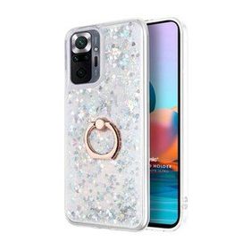 Microsonic Xiaomi Redmi Note 10 Pro Max Glitter Liquid Holder Gümüş Cep Telefonu Kılıfı
