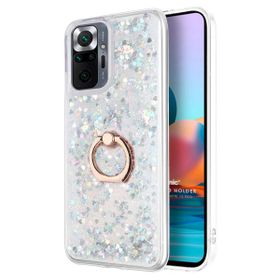Microsonic Xiaomi Redmi Note 10 Pro Max Glitter Liquid Holder Gümüş Cep Telefonu Kılıfı
