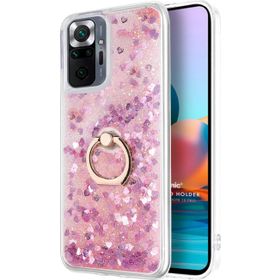 Microsonic Xiaomi Redmi Note 10 Pro Max Glitter Liquid Holder Pembe Cep Telefonu Kılıfı