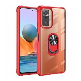 Microsonic Xiaomi Redmi Note 10 Pro Max Grande Clear Ring Holder Kırmızı Cep Telefonu Kılıfı