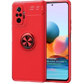 Microsonic Xiaomi Redmi Note 10 Pro Max Kickstand Ring Holder Kırmızı Cep Telefonu Kılıfı