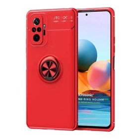 Microsonic Xiaomi Redmi Note 10 Pro Max Kickstand Ring Holder Kırmızı Cep Telefonu Kılıfı