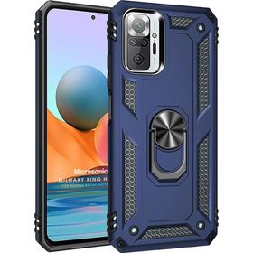 Microsonic Xiaomi Redmi Note 10 Pro Max Military Ring Holder Lacivert Cep Telefonu Kılıfı