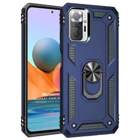 Microsonic Xiaomi Redmi Note 10 Pro Max Military Ring Holder Lacivert Cep Telefonu Kılıfı