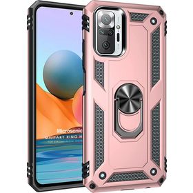 Microsonic Xiaomi Redmi Note 10 Pro Max Military Ring Holder Rose Gold Cep Telefonu Kılıfı