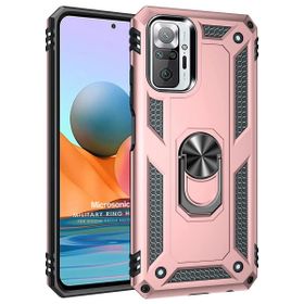Microsonic Xiaomi Redmi Note 10 Pro Max Military Ring Holder Rose Gold Cep Telefonu Kılıfı
