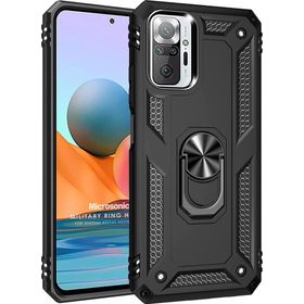 Microsonic Xiaomi Redmi Note 10 Pro Max Military Ring Holder Siyah Kılıf
