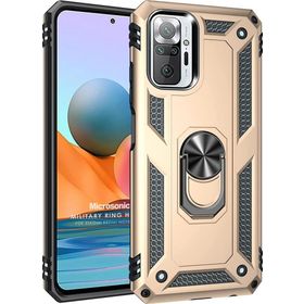 Microsonic Xiaomi Redmi Note 10 Pro Military Ring Holder Gold Cep Telefonu Kılıfı