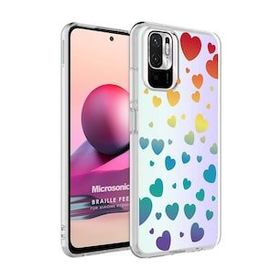 Microsonic Xiaomi Redmi Note 10S Braille Feel Desenli Heart Cep Telefonu Kılıfı