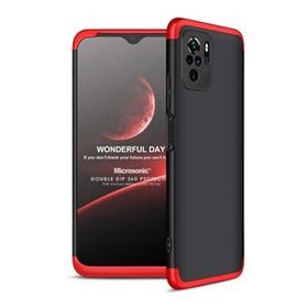 Microsonic Xiaomi Redmi Note 10S Double Dip 360 Protective Siyah Kırmızı Kılıf