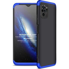 Microsonic Xiaomi Redmi Note 10S Double Dip 360 Protective Siyah Mavi Kılıf