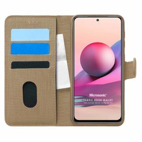 Microsonic Xiaomi Redmi Note 10S Fabric Book Wallet Gold Cep Telefonu Kılıfı