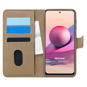 Microsonic Xiaomi Redmi Note 10S Fabric Book Wallet Gold Cep Telefonu Kılıfı