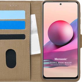 Microsonic Xiaomi Redmi Note 10S Fabric Book Wallet Gold Cep Telefonu Kılıfı