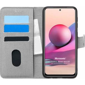 Microsonic Xiaomi Redmi Note 10S Fabric Book Wallet Gri Cep Telefonu Kılıfı