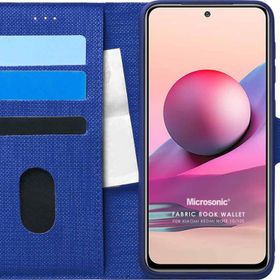 Microsonic Xiaomi Redmi Note 10S Fabric Book Wallet Lacivert Cep Telefonu Kılıfı