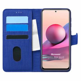 Microsonic Xiaomi Redmi Note 10S Fabric Book Wallet Lacivert Cep Telefonu Kılıfı