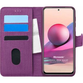 Microsonic Xiaomi Redmi Note 10S Fabric Book Wallet Mor Kılıf
