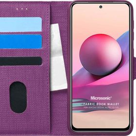 Microsonic Xiaomi Redmi Note 10S Fabric Book Wallet Mor Kılıf