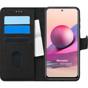 Microsonic Xiaomi Redmi Note 10S Fabric Book Wallet Siyah Kılıf
