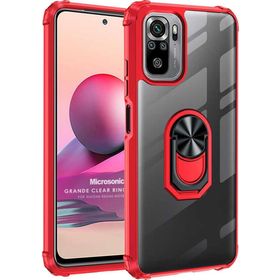 Microsonic Xiaomi Redmi Note 10S Grande Clear Ring Holder Kırmızı Kılıf