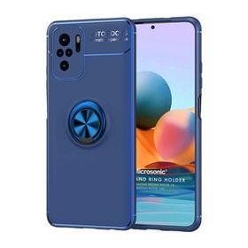 Microsonic Xiaomi Redmi Note 10S Kickstand Ring Holder Lacivert Kılıf