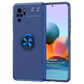 Microsonic Xiaomi Redmi Note 10S Kickstand Ring Holder Lacivert Kılıf