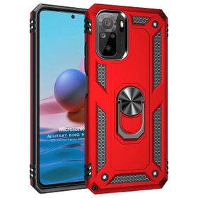 Microsonic Xiaomi Redmi Note 10S Military Ring Holder Kırmızı Cep Telefonu Kılıfı