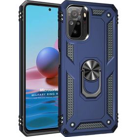 Microsonic Xiaomi Redmi Note 10S Military Ring Holder Lacivert Cep Telefonu Kılıfı