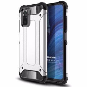 Microsonic Xiaomi Redmi Note 10S Rugged Armor Gümüş Cep Telefonu Kılıfı