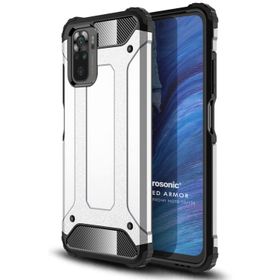 Microsonic Xiaomi Redmi Note 10S Rugged Armor Gümüş Cep Telefonu Kılıfı